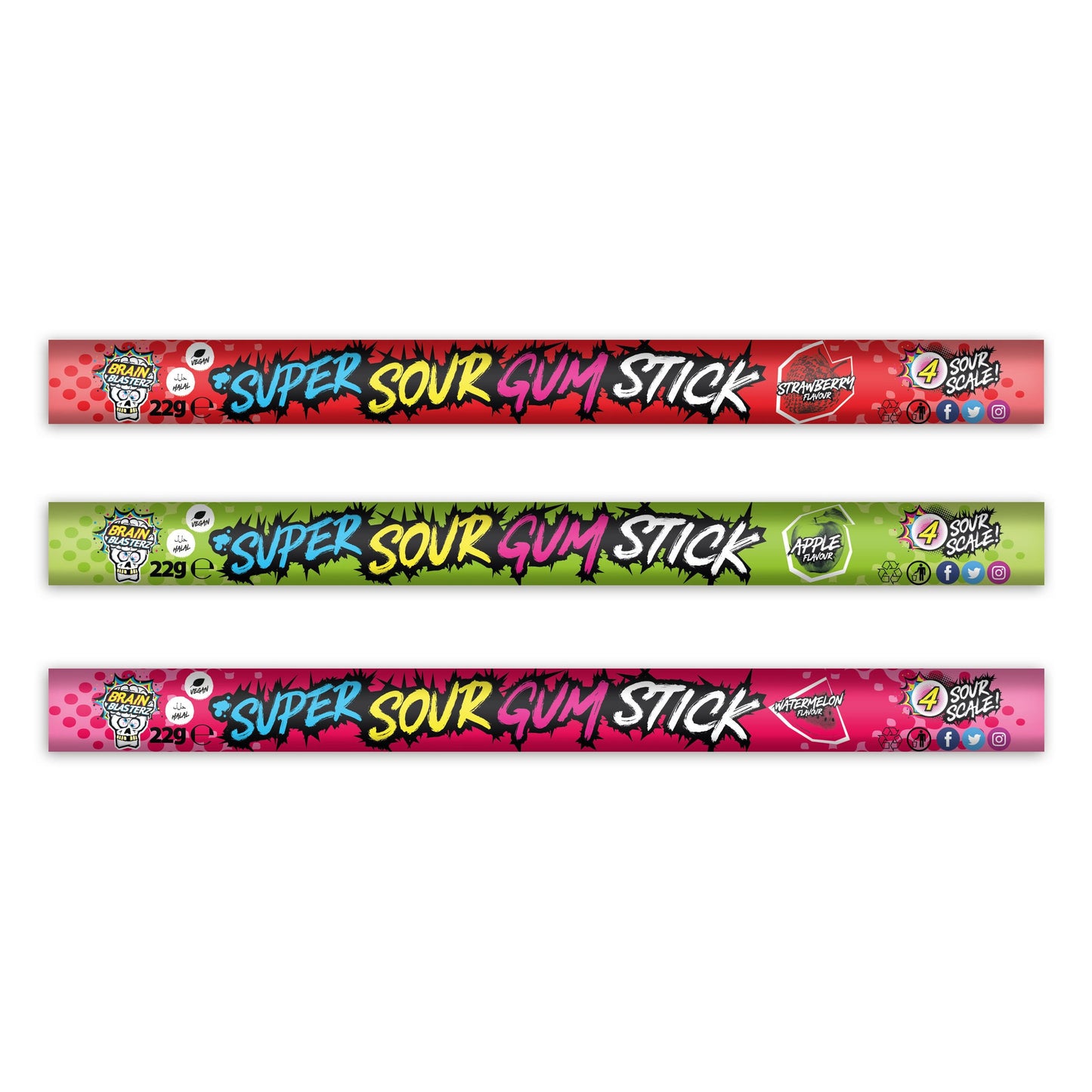 Brain Blasterz Sour Gum Stick (30 x 22g)