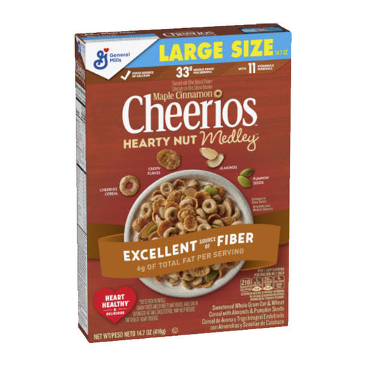 Cheerios Hearty Nut Medley Maple Cinnamon (12 x 416g) - AmerikaanseGroothandel.nl