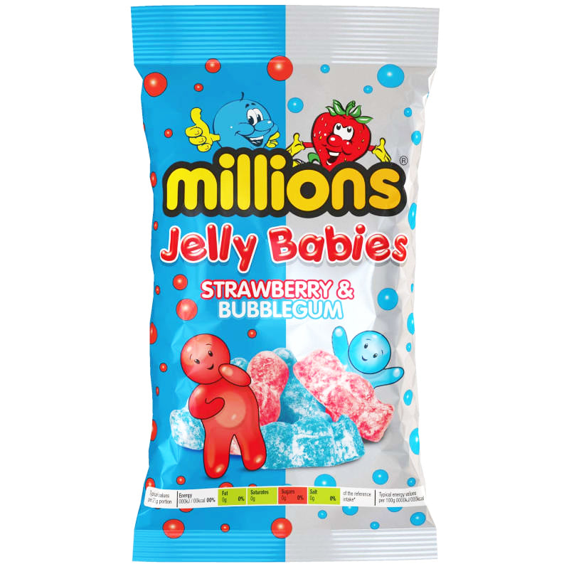 Millions Jelly Babies Strawberry & Bubblegum (10 x 190g) - AmerikaanseGroothandel.nl