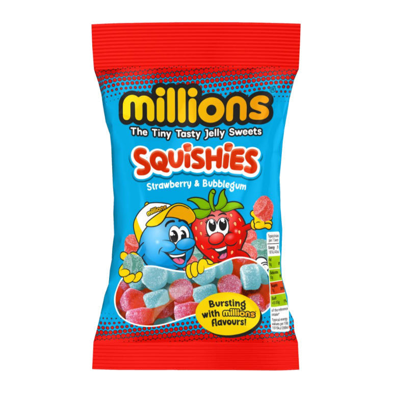 Millions Squishies Strawberry & Bubblegum (12 x 130g) - AmerikaanseGroothandel.nl