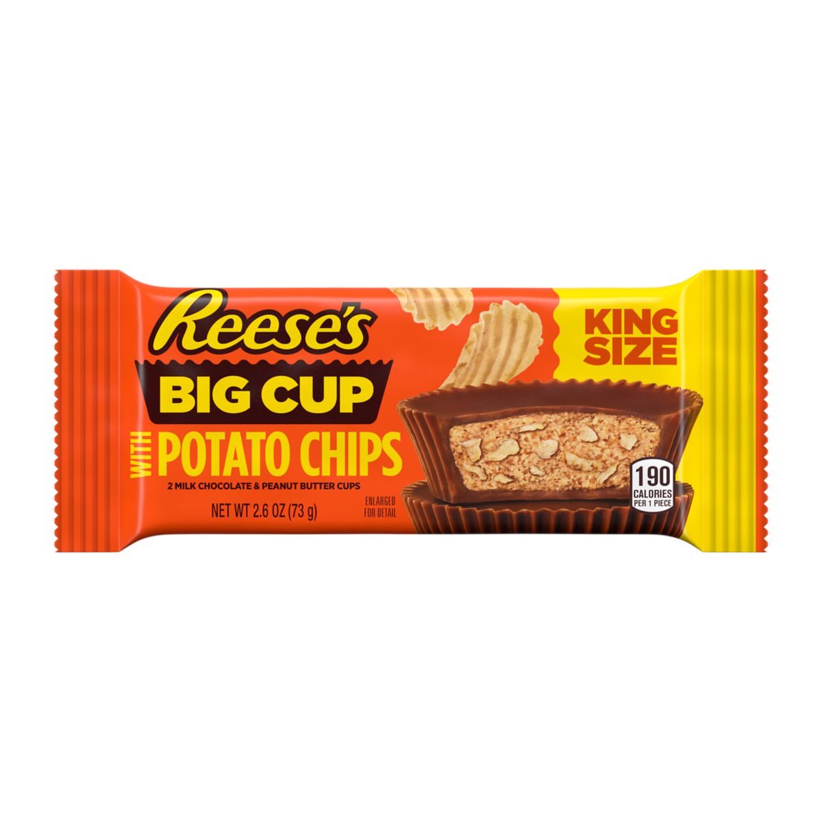 Reese's Peanut Butter Big Cup Potato Chips King Size (16 x 73g) - AmerikaanseGroothandel.nl