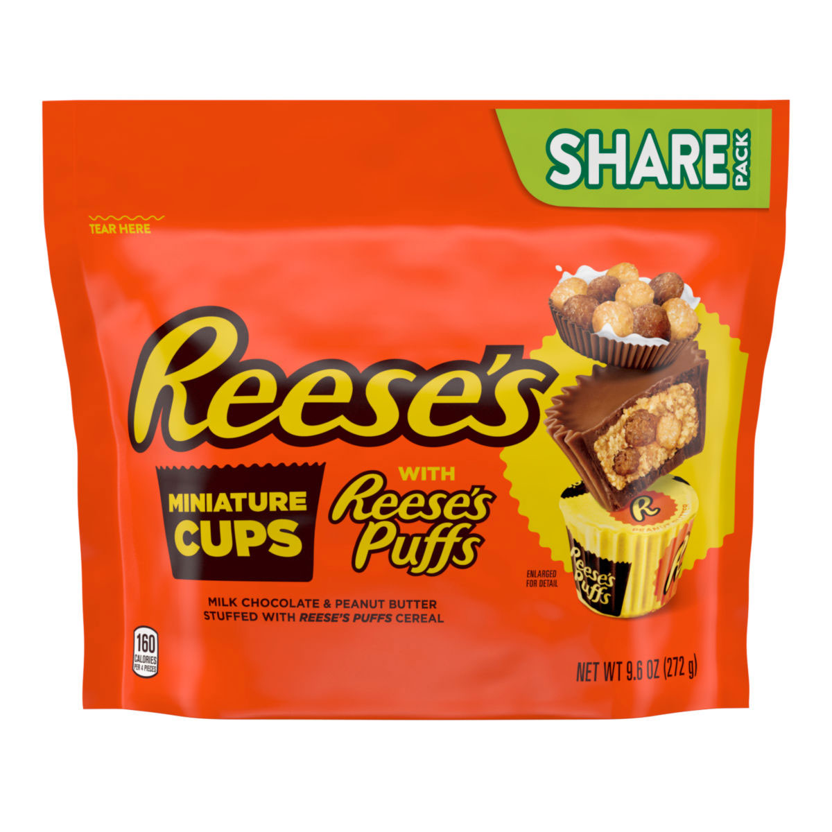 Reese's Miniature Peanut Butter Cups with Reese's Puffs Share Pack (8 x 272g) - AmerikaanseGroothandel.nl