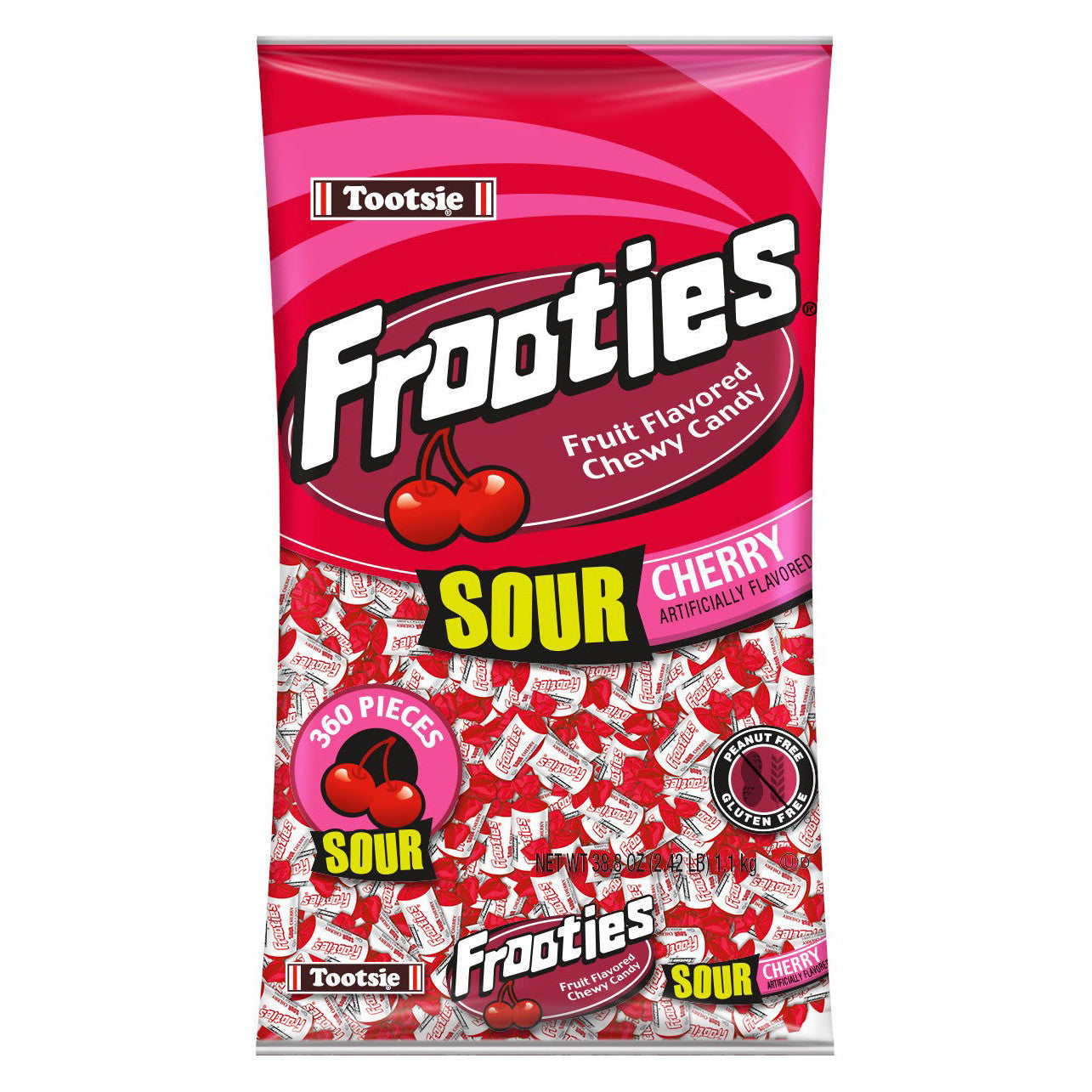 Tootsie Frooties Sour Cherry 360 Pack (12 x 1.1kg)