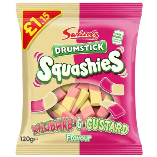 Squashies Rhubarb & Custard PMP £1.15 (12 x 120g) - AmerikaanseGroothandel.nl